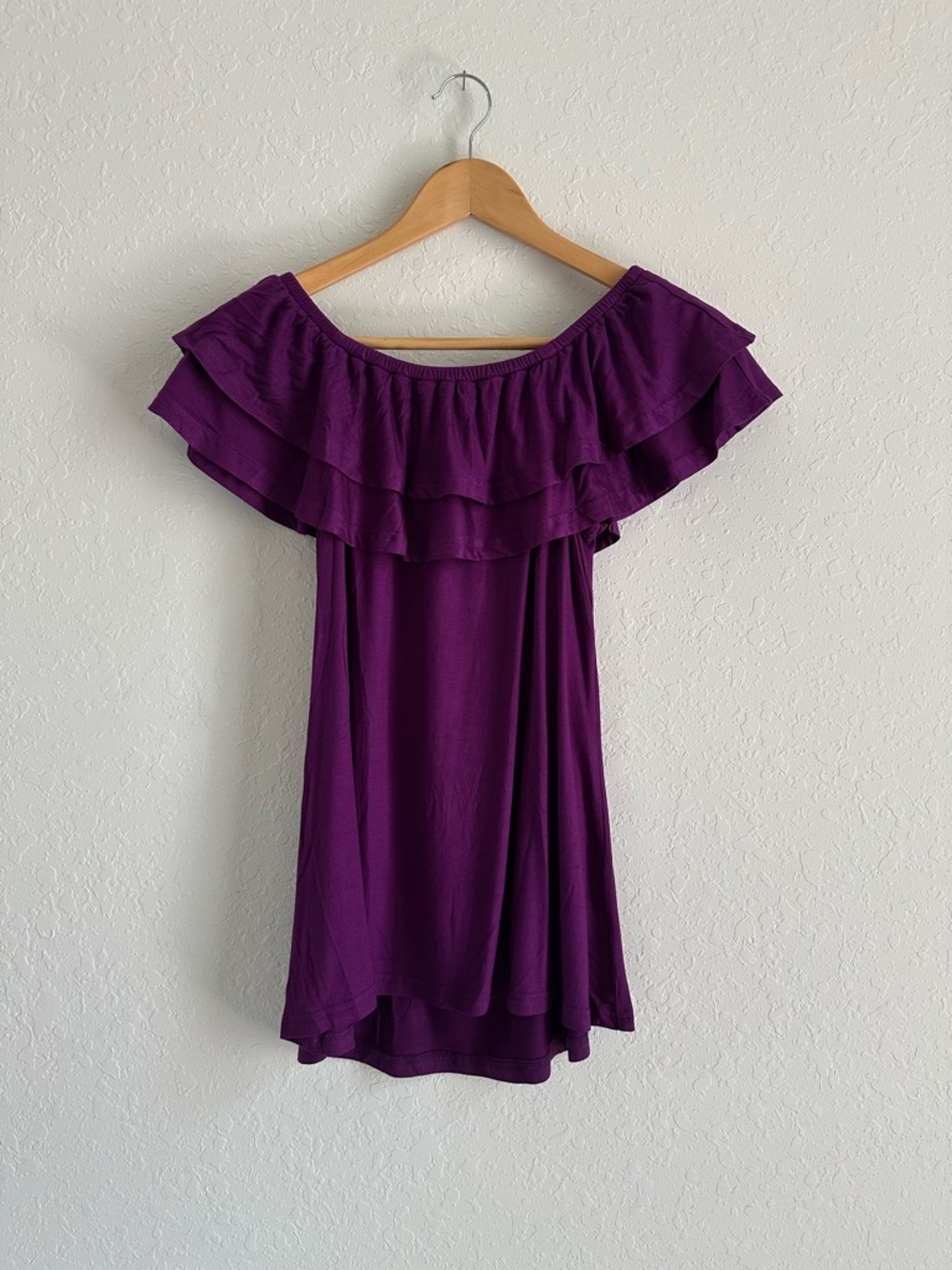 Purple Off-Shoulder Ruffle Top